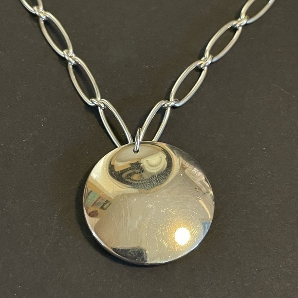 Tiffany & Co. Elsa Peretti Sterling Silver Disc Pendant Necklace with Link Chain - Picture 4 of 7